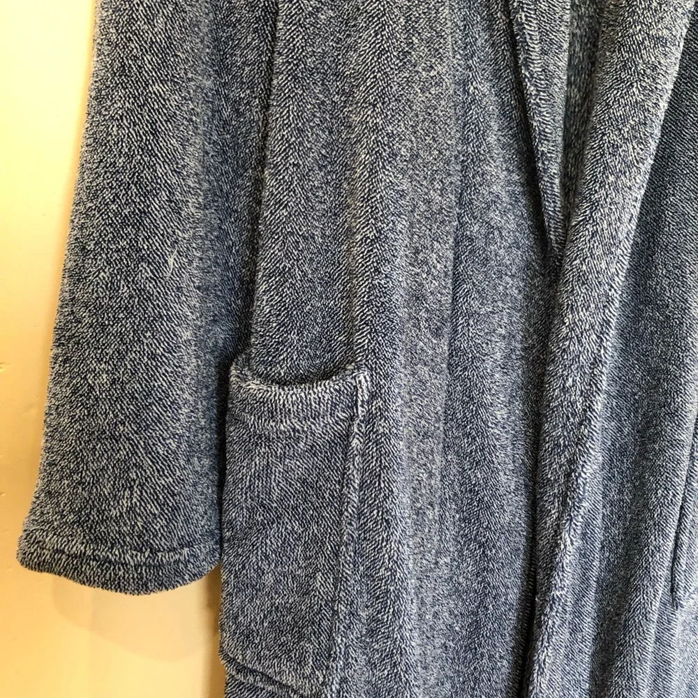 U.S. Polo Assn. Men's Blue Terry Shawl-Collar Robe with Embroidered Chest Large
